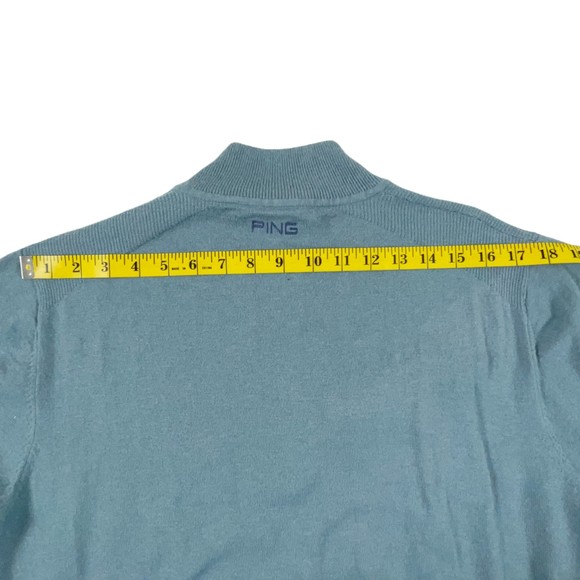 Ping Men's Lgt Blue Merino Wool Blend Sensorwarm 1/4 Zip Sweater Jumper Golf, M - Picture 15 of 16